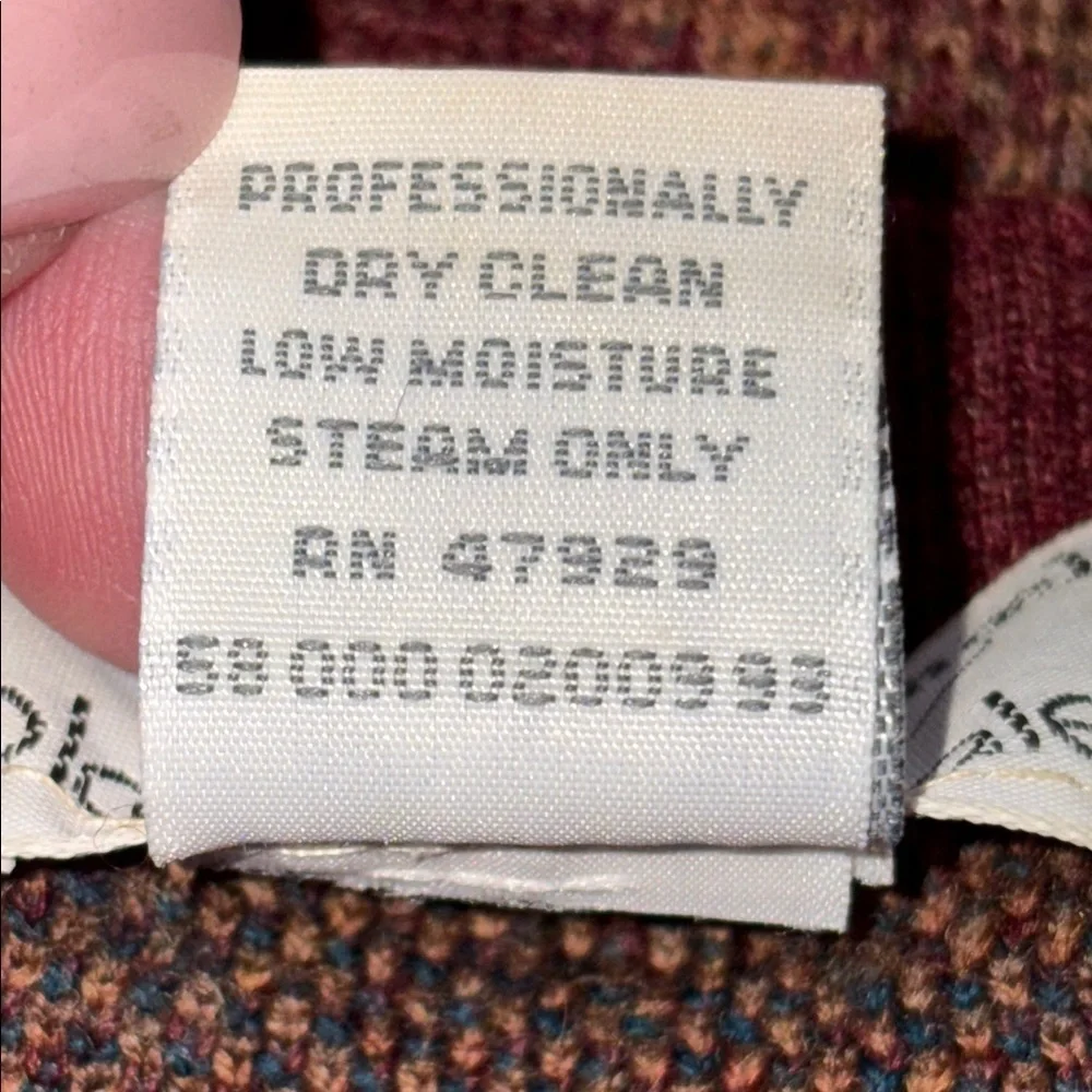 Bloomingdale's Red and Brown Crewneck Sweater Geometric wool knit
